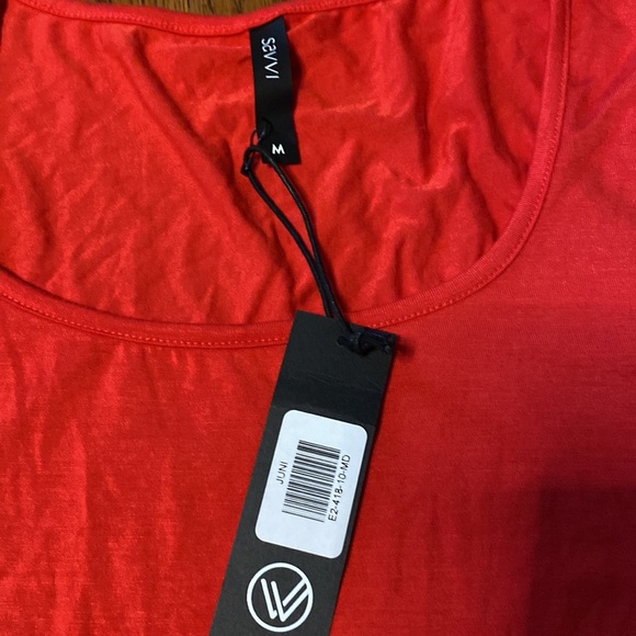 SAVVI JUNI Red Medium Scoop Neck Contoured Fit Half Sleeve Top - Picture 9 of 10